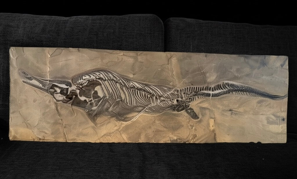 109 CM - Mixosaurus Fossil | Complete Triassic Marine Reptile